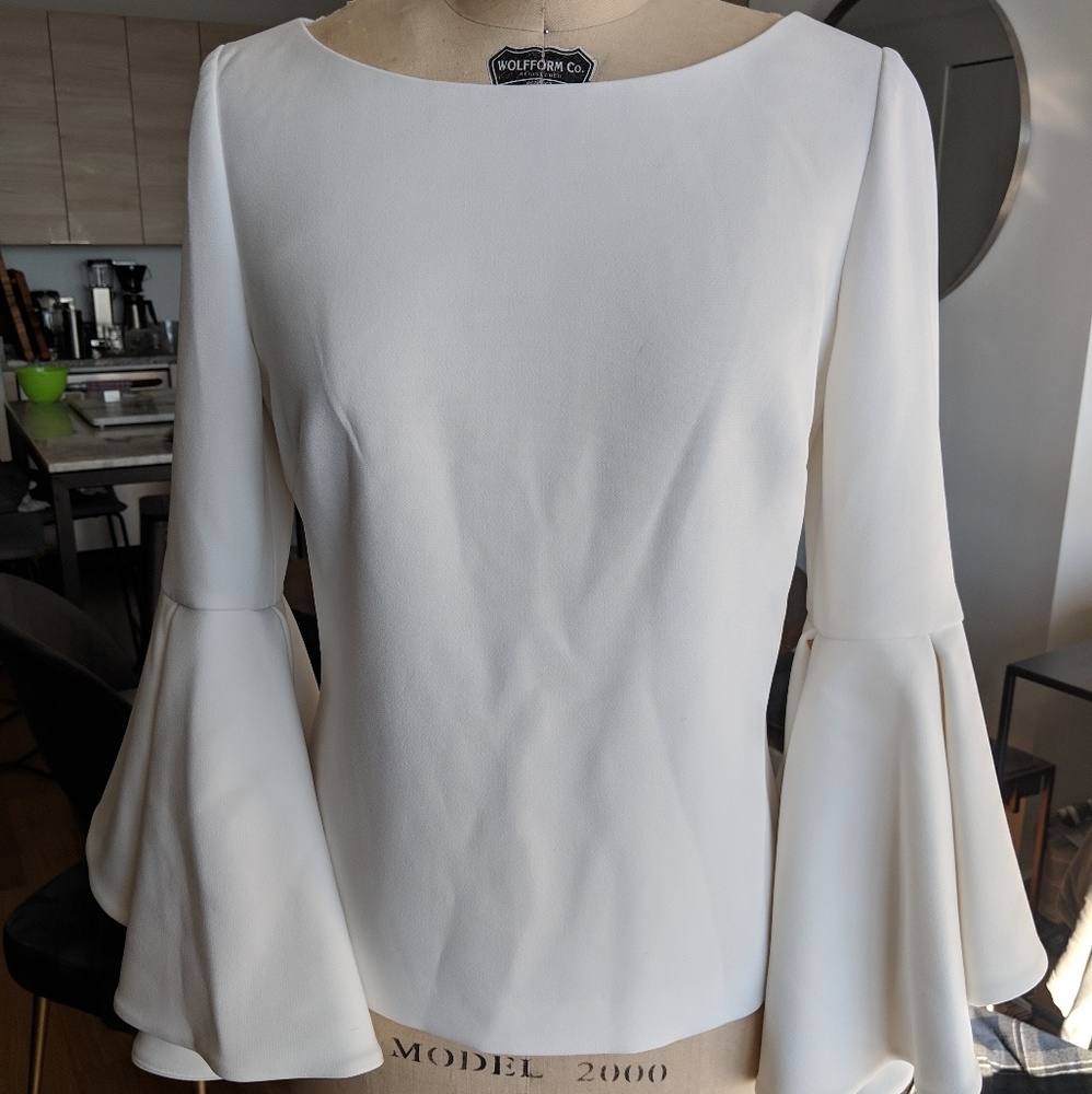 Badgley Mischka ivory crepe top